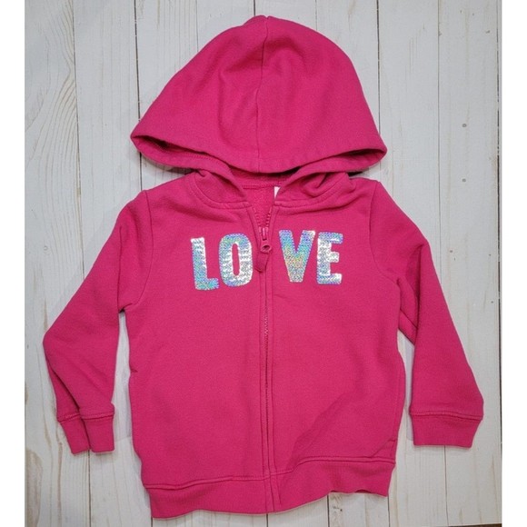Carter's Other - Carter's Pink Love Hoodie Girls 2T Zip Up